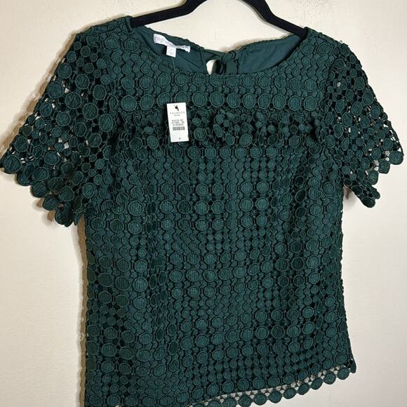 RSVP By Talbots - Green Embroidered Eyelet Top Size PS - Picture 4 of 7